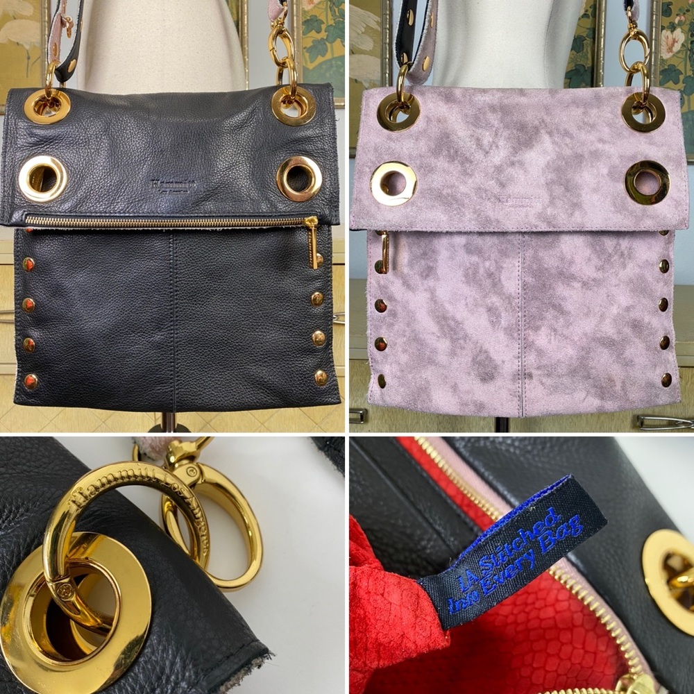 Hammitt Montana LRG Reversible Bag In Black Leather And Pink/Lavender Suede